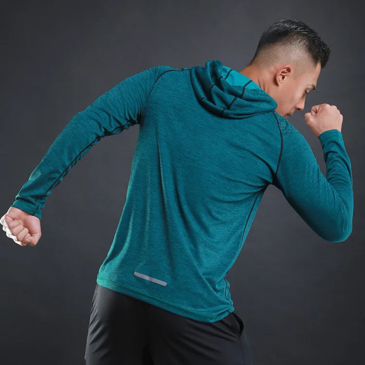 Men Hoodies Summer Running Fitness Casual Hooded Quick Dry Sweatshirts