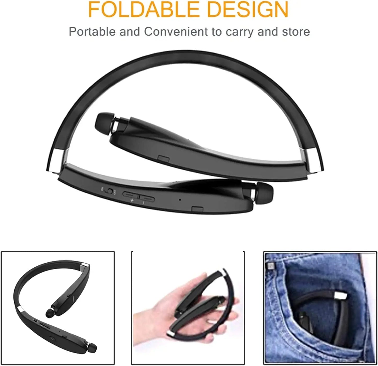 INMAS SX-991True Wireless Foldable Earbuds Bluetooth Neckband Headset Hifi Stereo Earphones Noise Cancelling Headphones With Mic
