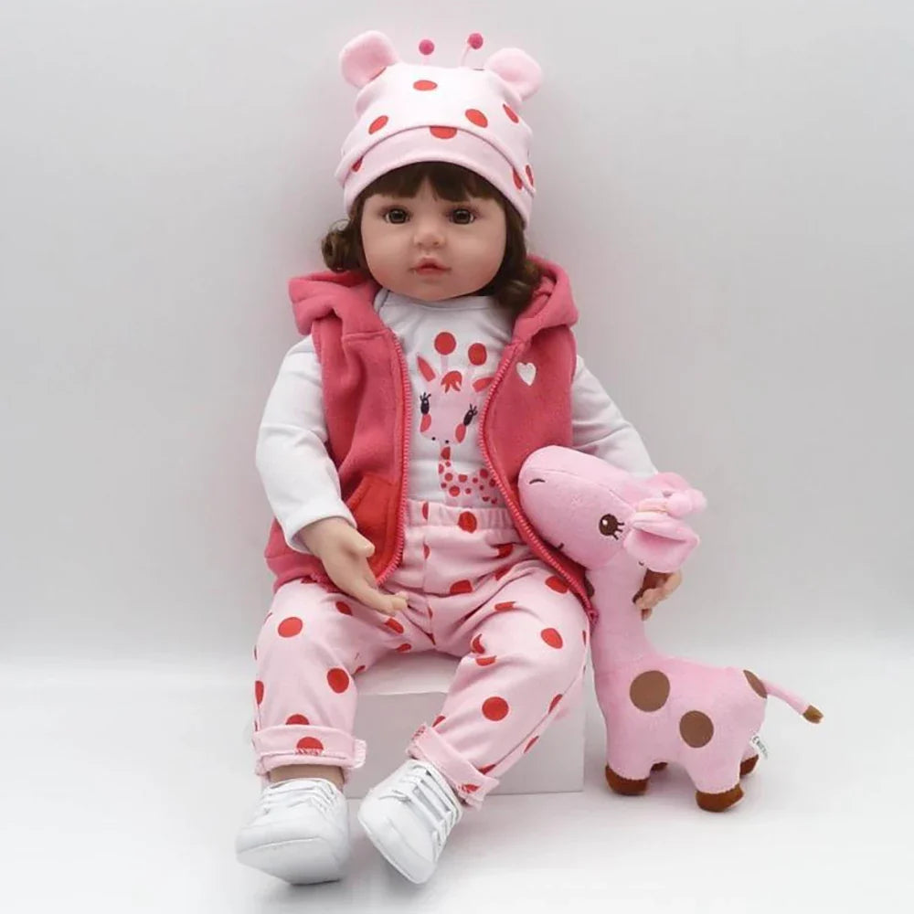 (48cm Reborn Doll) Cute Full Vinyl Simulation Dolls Dress Up Game Washable Toys Accompanying Children For Christmas Gifts