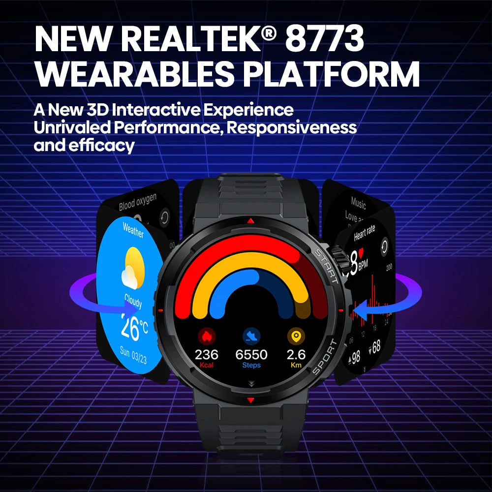 New Zeblaze Ares 3 Plus 1.43'' HD AMOLED Display Smartwatch Bluetooth Phone Calling New 3D Interactive Sports Smart Watch Men