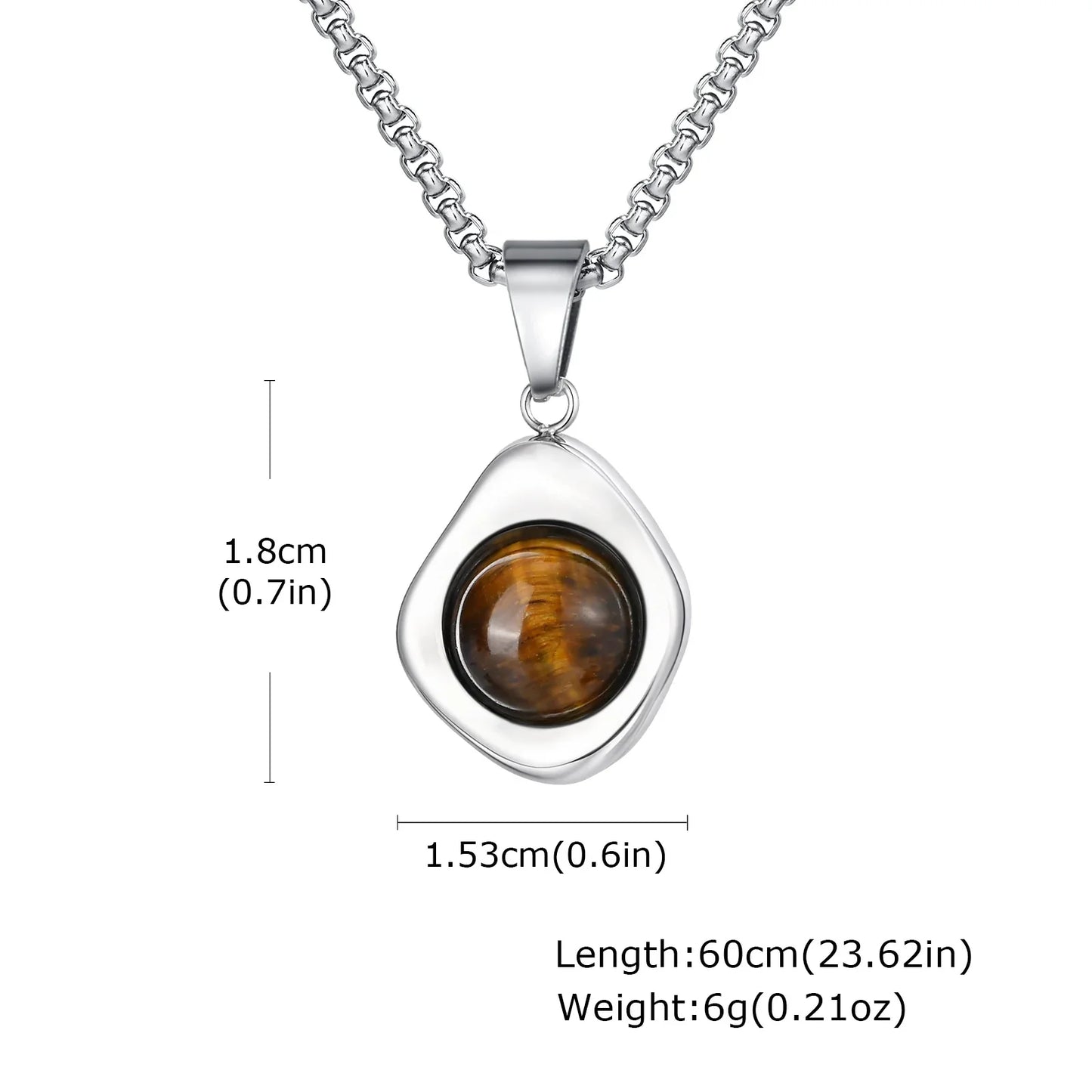 Trendy Pendant Necklaces for Men Boys,Square Natural Stone Stainless Steel Necklaces,Hip Hop Cool Healing Jewelry Gifts