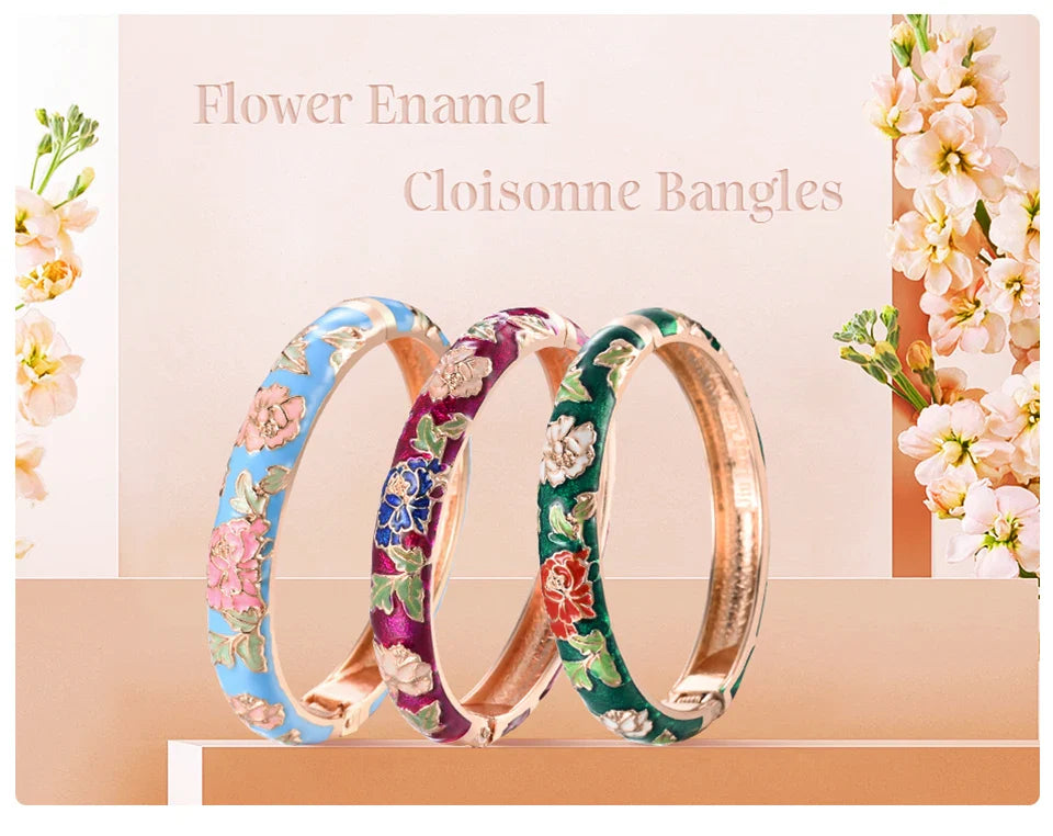 Enameled Bracelets For Women Flower Women Bangles Indian Chinese Viking Bracelet On Hand African Jewelry Dubai Women's Gift Girl