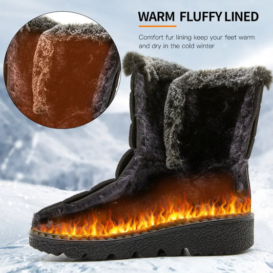 Waterproof Winter Boots for Women Fur Long Plush Snow Boots Women Platform