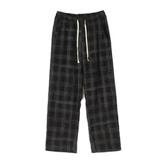 Men Checkered Casual Pants Loose Straight Corduroy Pants Sweatpants Man Fashion