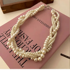 Bohemian Style Imitation Pearl Multi-layered Women's Necklace Exaggerated Fashion