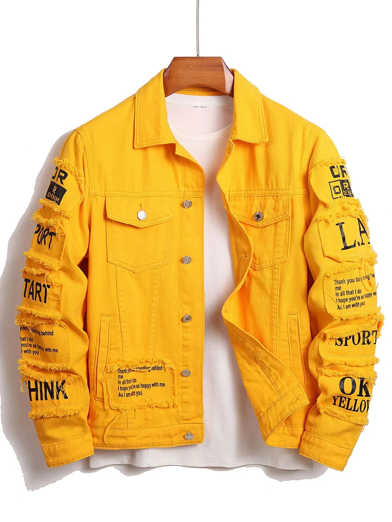 Men's  Denim Jacket Jeans Clothing Patches Windbreaker Cotton Stretchy Trucker Jacket