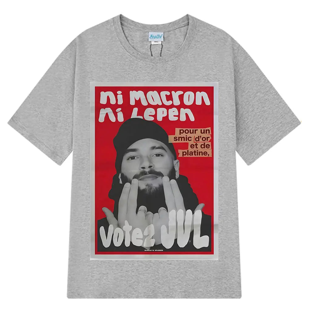 French Rapper Vote JUL Fashion Graphics T-shirts Men Women Hip-hop T-shirt Short-sleeved Casual Oversized T Shirt Streetwear