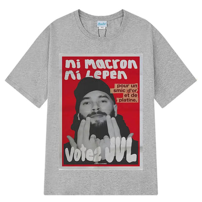French Rapper Vote JUL Fashion Graphics T-shirts Men Women Hip-hop T-shirt Short-sleeved Casual Oversized T Shirt Streetwear
