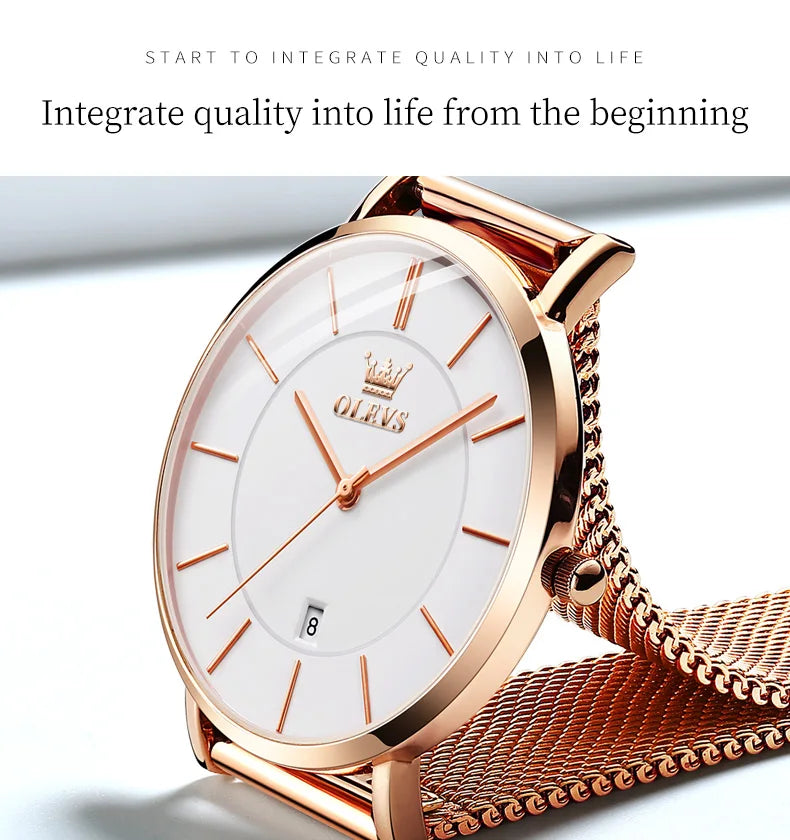 OLEVS 5869 Fashion Women's Watches Milanese Mesh Belt Waterproof Simplicity Versatile Quartz Watch for Lady Original Wristwatch
