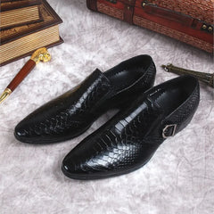 Black Burgundy Mens Loafers Shoes Genuine Leather Slip