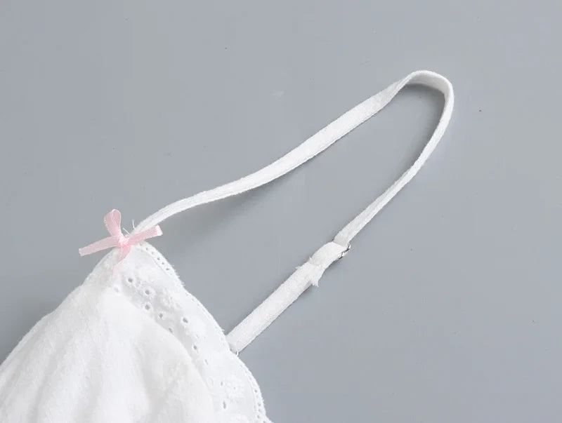 2022 Sexy White Spliced Embroidery Lace Bra Corset style Mini Dress Women Backless Party Skater Short Sling Robe Holiday