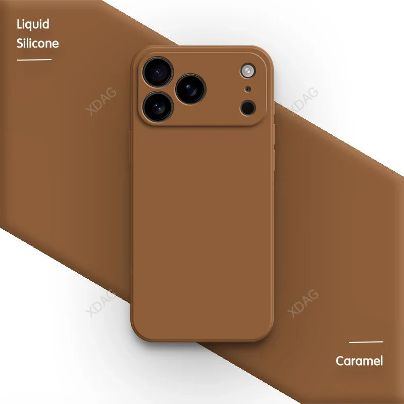Liquid Silicone Original Phone Case for iPhone 17 Pro Max Air 17Pro 17Max 5G Straight Edge Lens Protection Soft Basic Back Cover