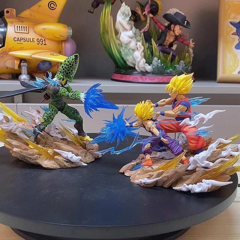 Dragon Ball Z Son Goku Gohan VS Cell Anime Figures Cell Salu Figurine Pvc Statue Model Doll Desk Collectible Decora Toys Gifts