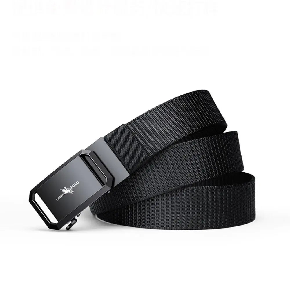Men Business Belt Luxury Brand Quality Nylon Canvas Belt Black Automatic Buckle Belt Casual Simple Wild Style Trendy Jeans Belt