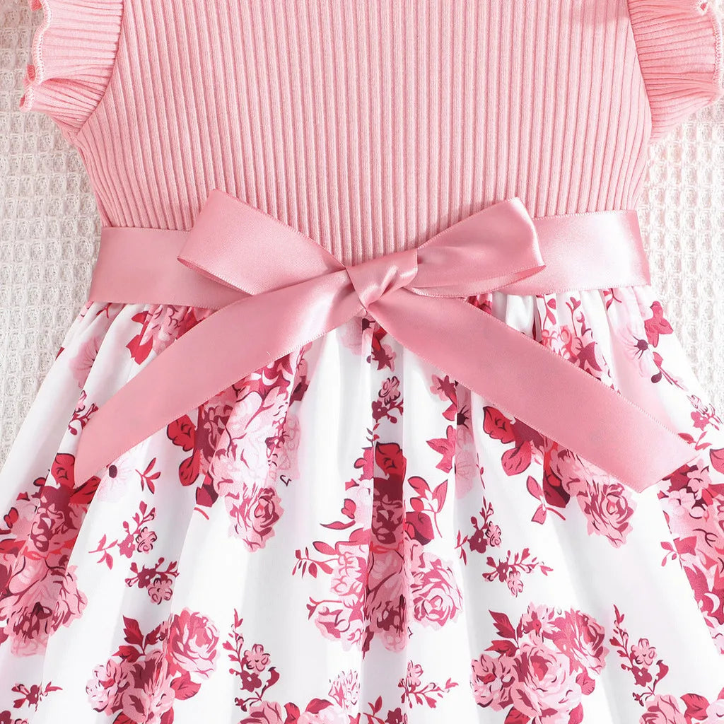 Dress For Kids 4-7 Years old Cotton Ruffled Sleeveless Floral Princess Dresses