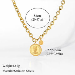 316L Stainless Steel Exaggerated Gold Color Thick Chain Pendant Necklace For Women