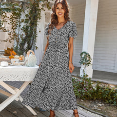 Bloom Dress - Flutter Sleeve Ditsy Floral Pocket Split Maxi Dress