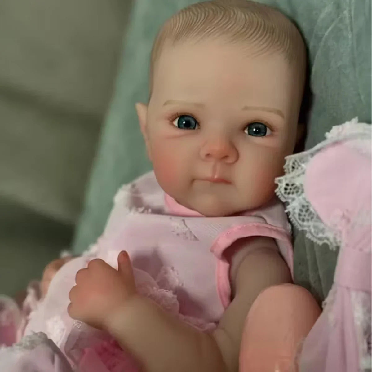 JOYORA Full Body Vinyl Girl Rebirth Doll Visible Blood Vessel Rebirth Doll, Pink Dress Butterfly Christmas Gift Family Holiday