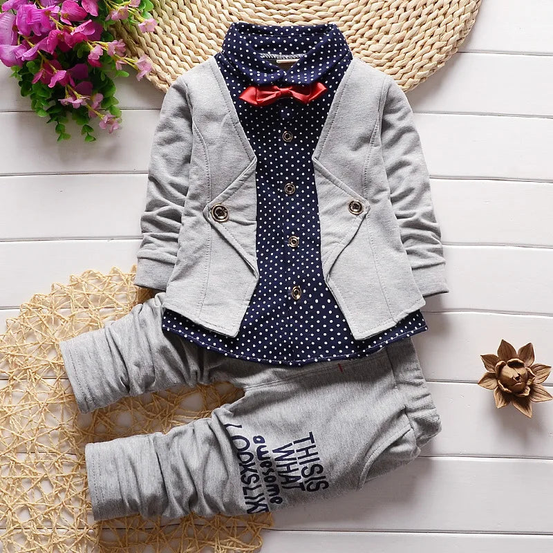 Kid Boy Clothes Gentleman Boy Outfit Children Clothing Long Sleeve Shirt+Pant 2Pcs/Set Baby Outerwear Infant Tracksuit A1274