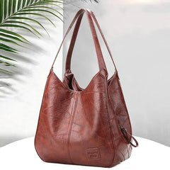 Vintage Women's Bag Leather Large Capacity Marble Grain Women's Shoulder Bag