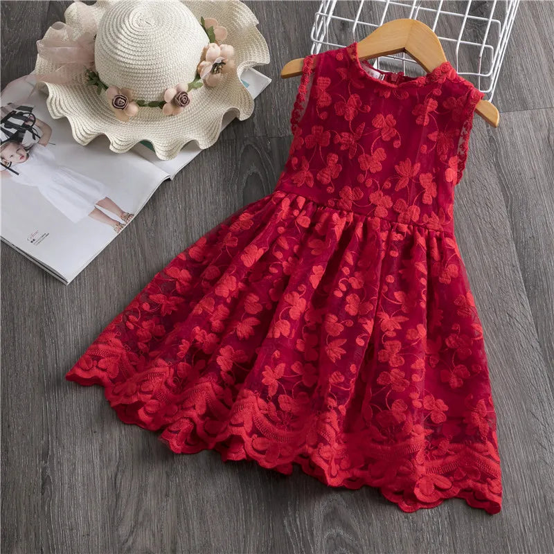 Kids Dresses For Girls Flower Lace Tulle Dress Wedding Little Girl Ceremony Party