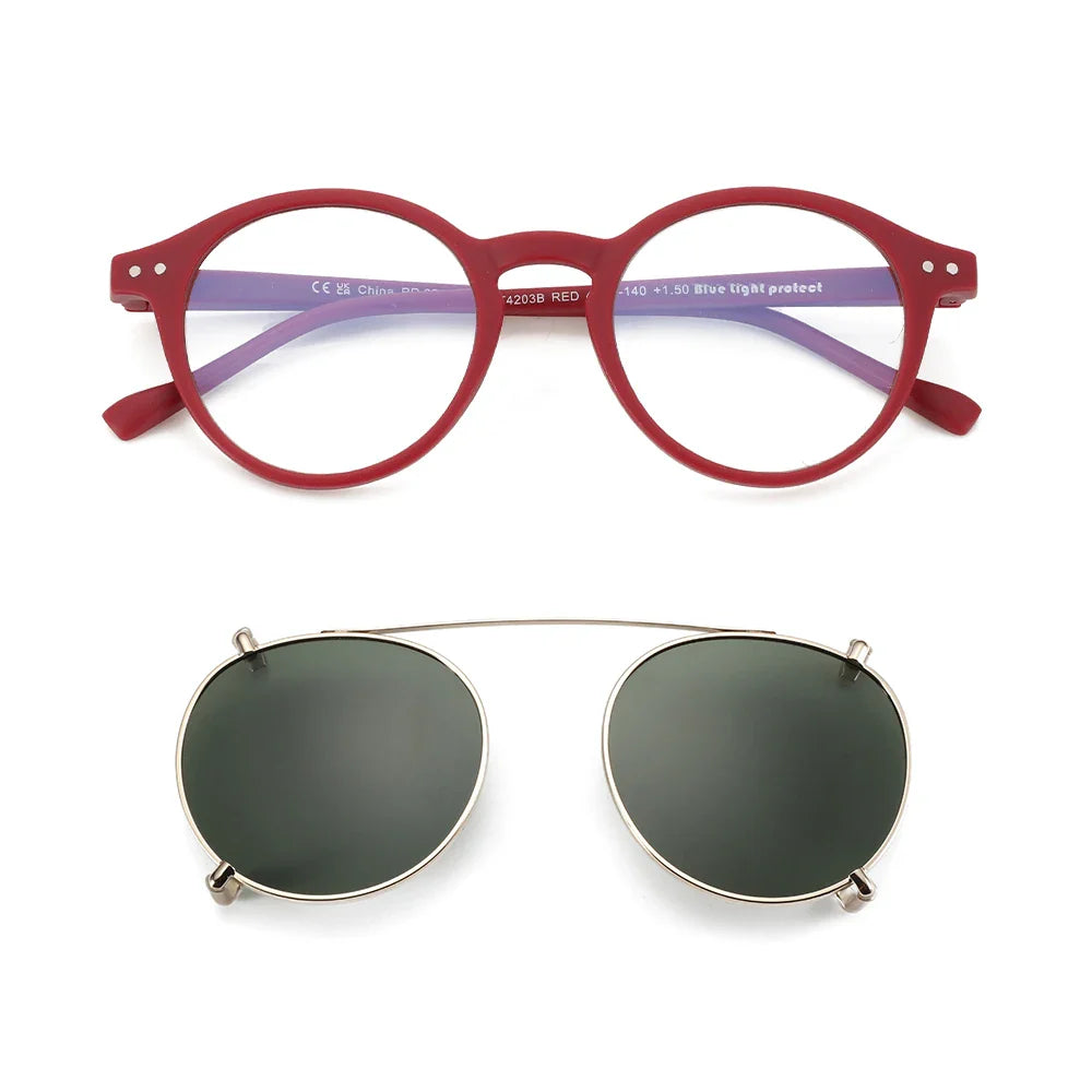 ZENOTTIC Steampunk Style Glasses (Anti Blue Light Blocking Eyewear) + Clip Lenses（Polarized Sunglasses Clips）for Women Men