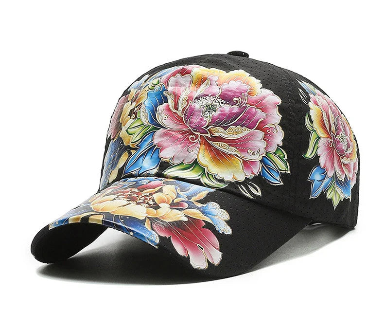 Summer Quick Dry Baseball Cap Men's and Women's Flower Sun Hats Printed Chinese Style Floral Sun Hats Outdoor Hats