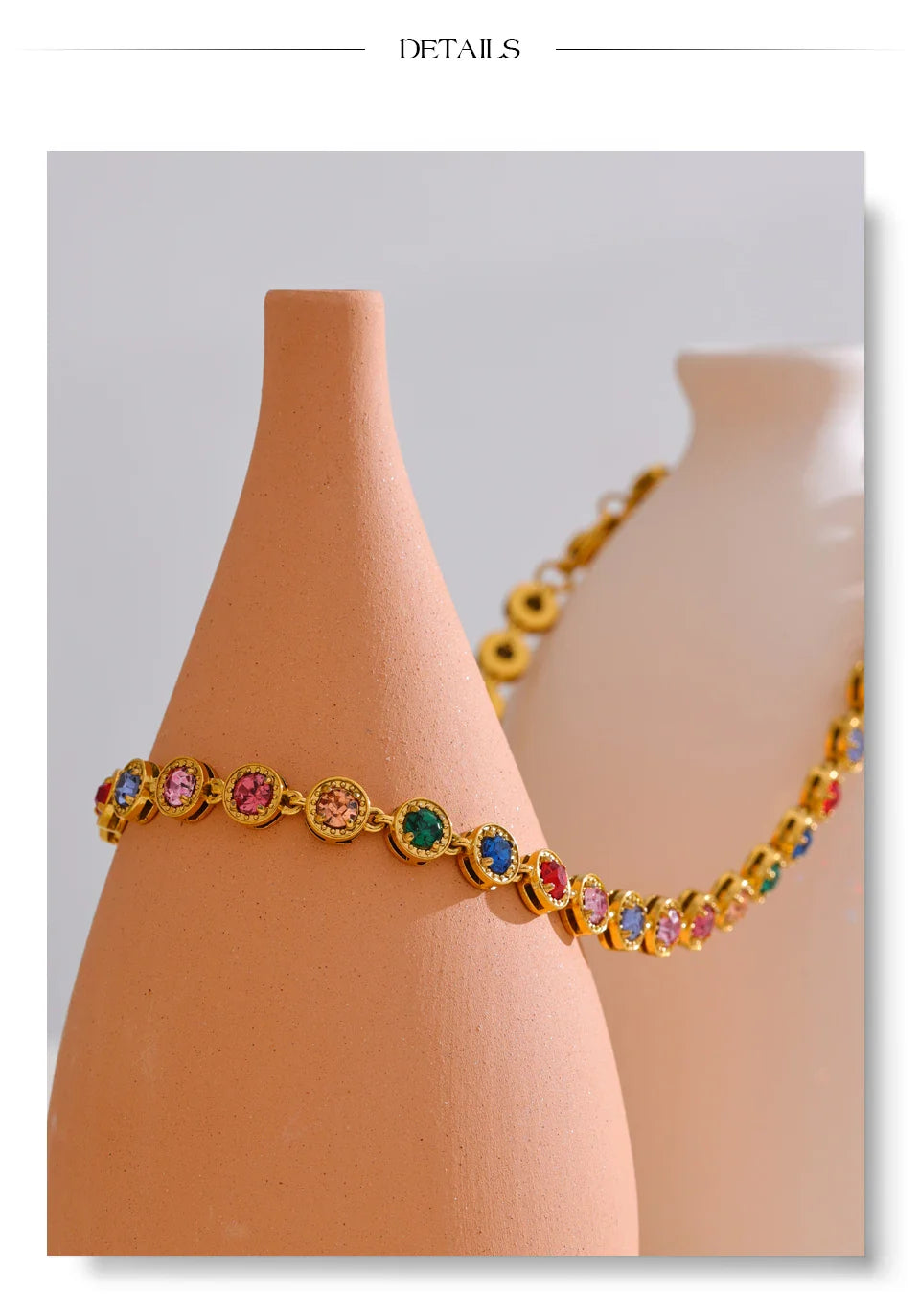 Yhpup Popular Shiny Cubic Zirconia Chain Luxury Necklace Bracelet Bangle Gold Color Platinum Plated Temperament Jewelry New