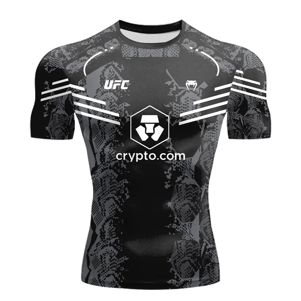 The 2025 summer new UFC T shirt European size large sized T shirt training suit workwear quick drying and breathable top