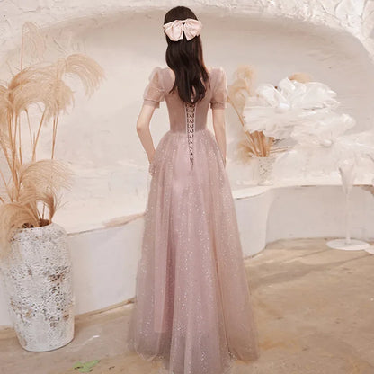 Homecoming Dresses: Evening Dresses Puff Sleeve Appliques Bling Slim Waist