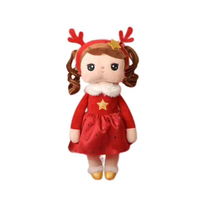 Metoo Angela Christmas Doll Soft Stuffed Winter Snow Elk Fashion Doll Collection Plush Toys Dolls for Girls Boys Xmas Gift
