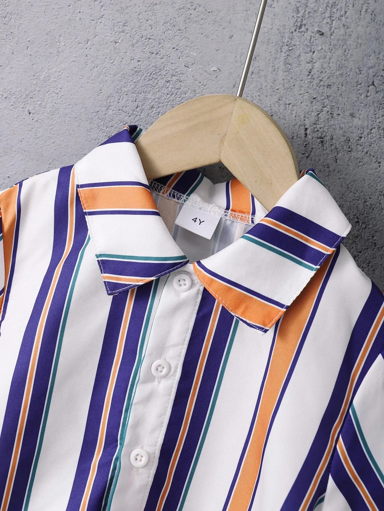 Summer Cool Boys Short Sleeves Striped Two-Piece A Gentleman's Suit For 4-7 Years Old Kids