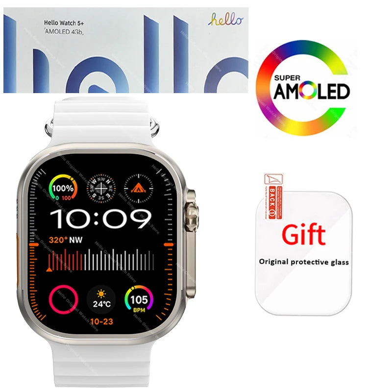 Smartwatch 2026 Original Hello Watch 5 Plus ULTRA3 49mm HD AMOLED 4G ROM NFC DeepSeek GPS Compass Bluetooth Call Clock Men Women