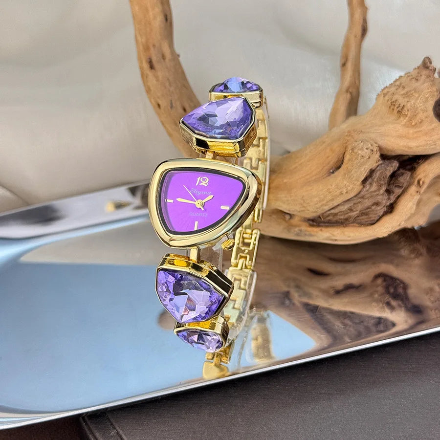 New color scheme irregular design big diamond watch light luxury niche watch color fashion high sense foreign trade wholesale