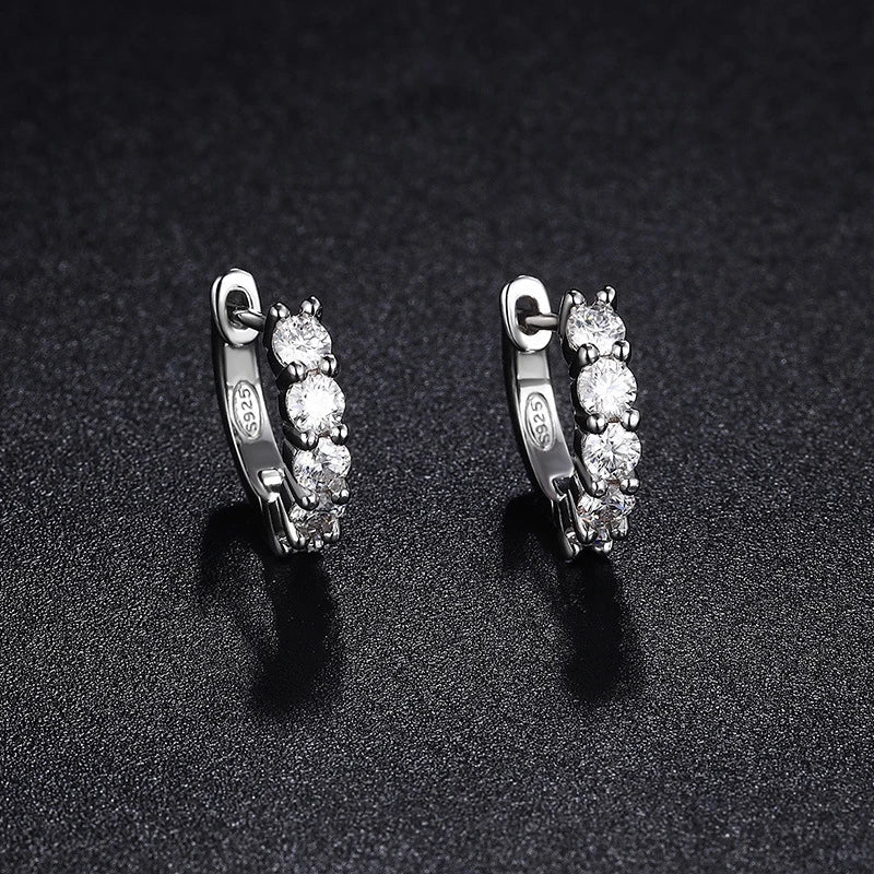 NeeTim 3mm D Color Moissanite Earrings 925 Sterling Silver Plated White Gold Hoop Earring for Women Wedding Party Fine Jewelry