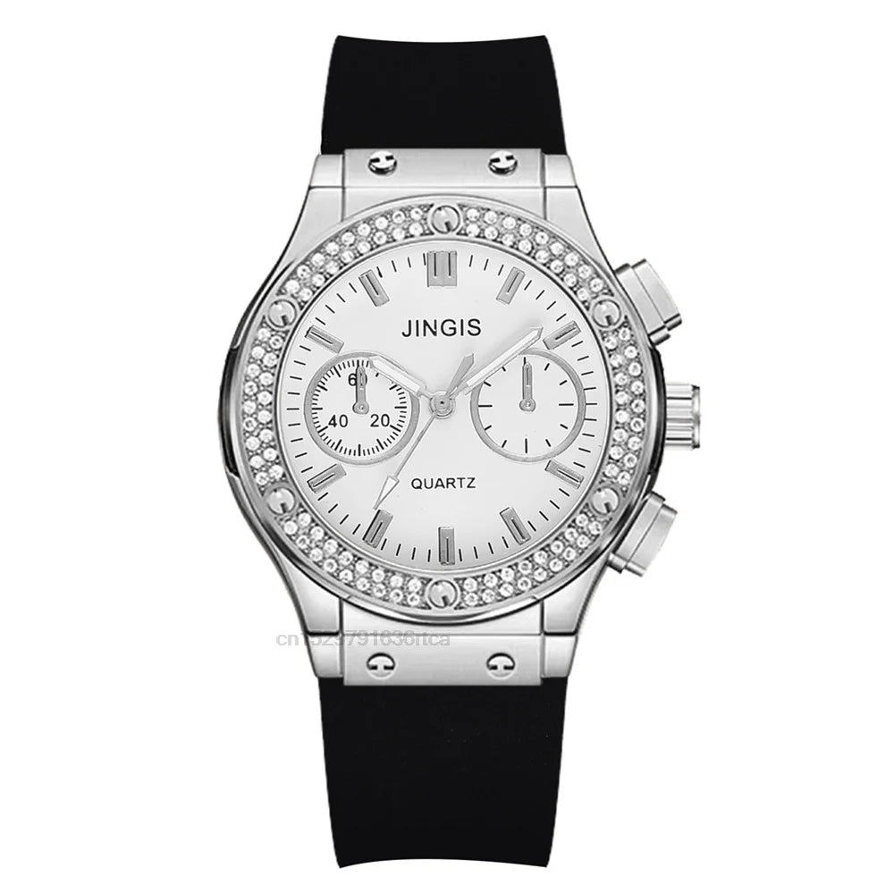 Fashion 2025 Rubber Women Watches Luxurious Brand Casual Diamond Female Quartz Wristwatches Simple Sport Clock Relogio Feminino