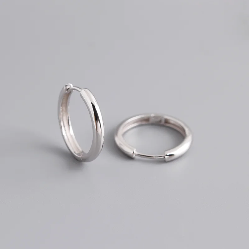 WANTME 925 Sterling Silver Simple Matte Bohemian Round Ear Buckle for Women Punk Unisex Rock Hoop Earring Jewelry Accessories