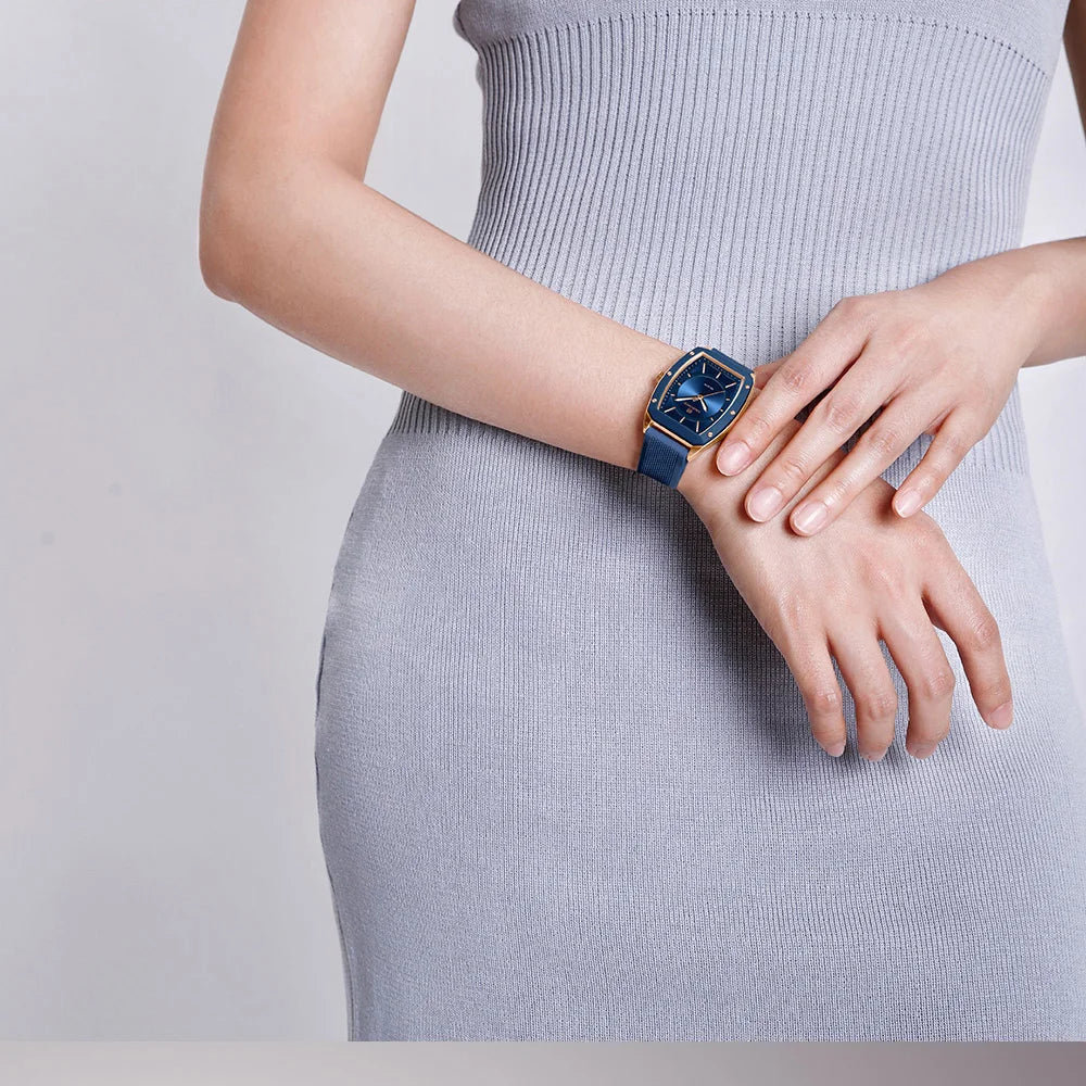 NAVIFORCE Top Brand Women Tonneau Watches Fashion Ladies Quartz Watch Silicone Strap Gift Female Wristwatch Relojes Para Mujer