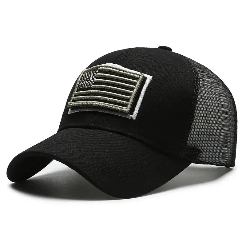 American Flag Camouflage Sticker Embroidered Baseball Cap Net Hat Men's Outdoor Velcro Cap