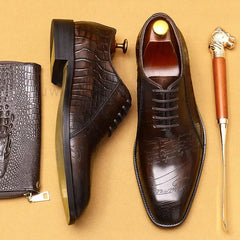 Handmade Mens Oxford Shoes Genuine Leather Carving Men's Dress Shoes
