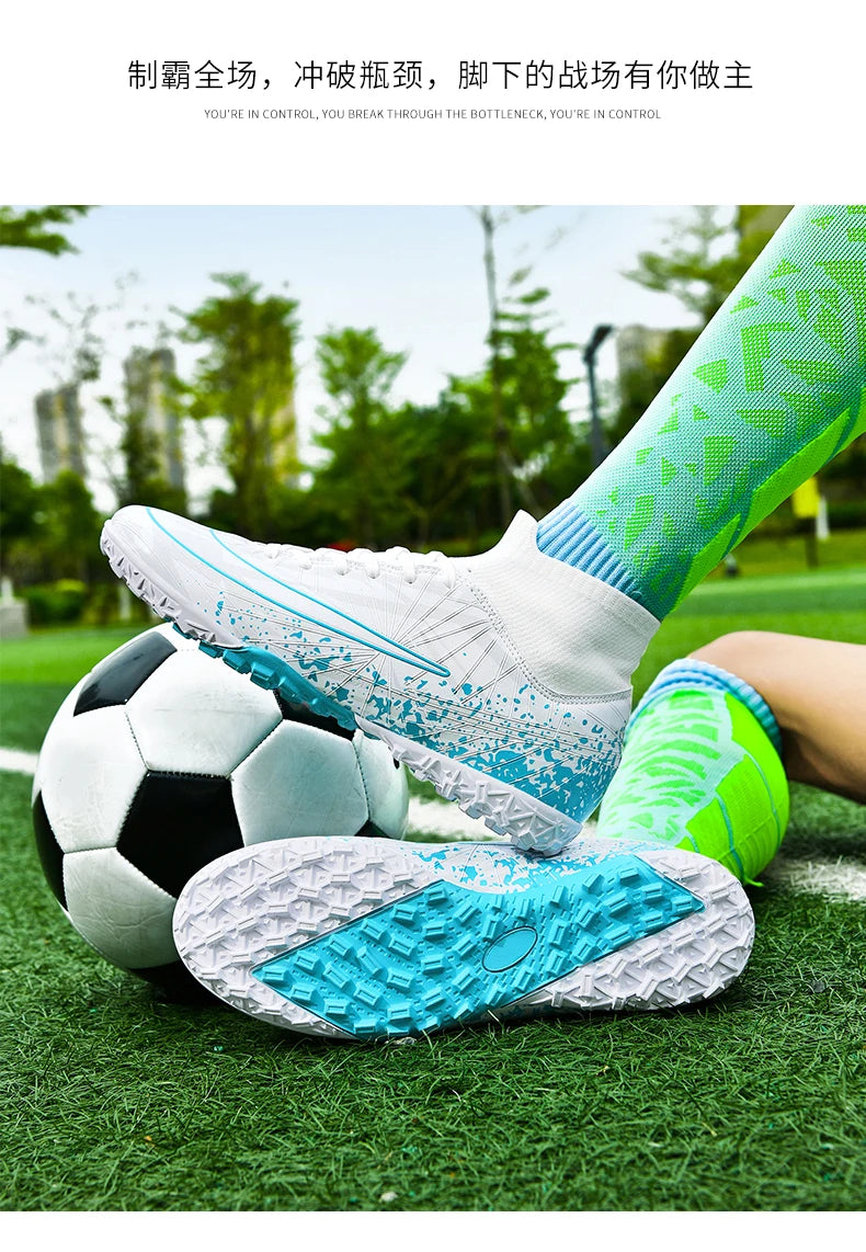 Men Soccer Shoes TF/FG High Ankle Training Cleats Professional Football Boots