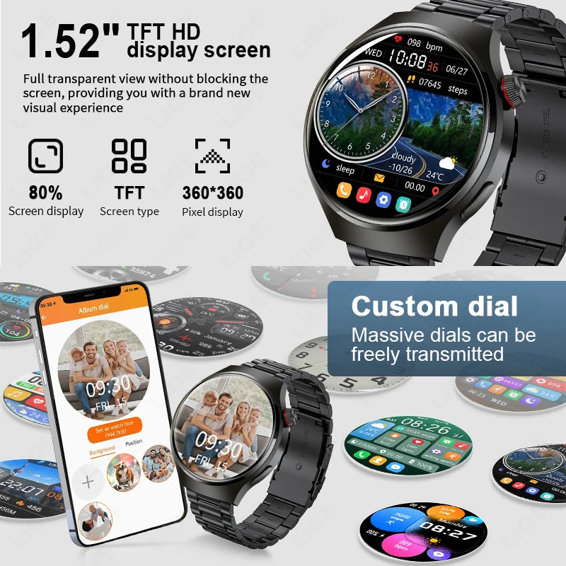 Watches pro 2026 New Men's Smartwatch High-Definition Screen Health Tracker Bluetooth Call Voice Assistant Sports Smartwatches