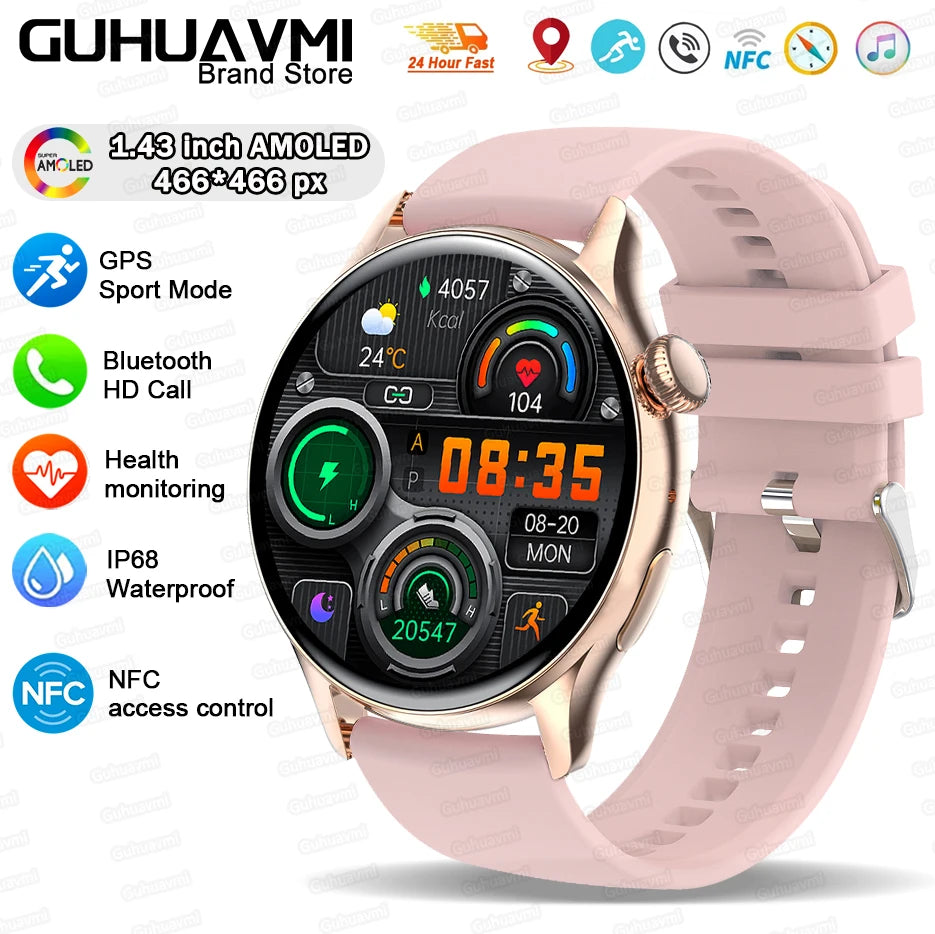 2026New Smart Watch Women Custom Dial NFC GPS trajectory clock Heart Rate bloodpressure BT Call Smartwatch For Android iOS mini