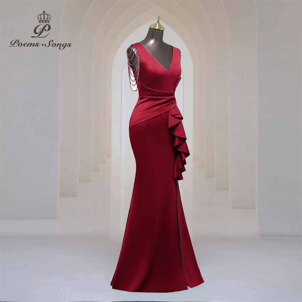 Homecoming Dresses: Party dress for women Long Prom Dress Soft Satin shoulder