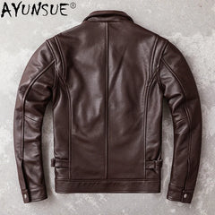 Men's Real Cowhide jackets Genuine Leather Jacket Men Clothing