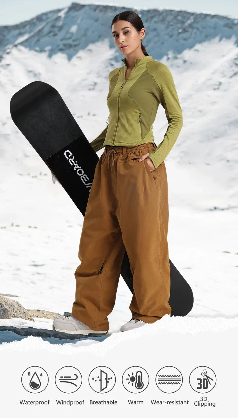 Gsou Snow 2025 Women's & Men's Slim Fit Ski Suit Set - Thermal Insulated Waterproof Snowboard Jacket & Pants for Outdoor Sports
