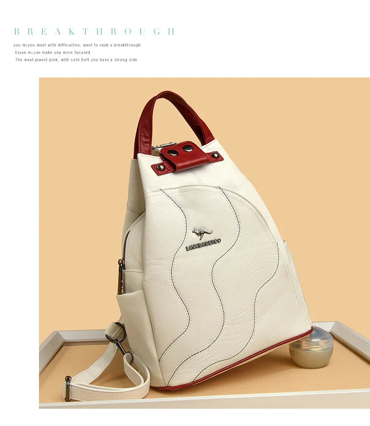 Women Leather Backpacks Zipper Female Chest Bag Travel Back Pack Ladies Bagpack Mochilas School Bags for Teenage Girls Sac A Dos