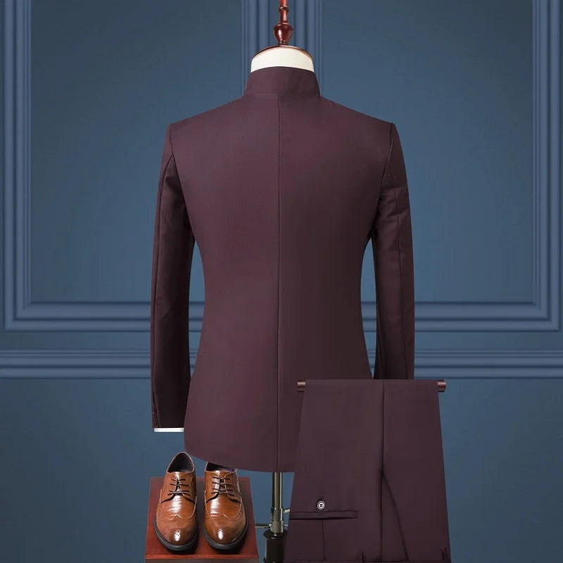 Tuxedo for Mens: Mens Suits Set (Jacket+Pants) Boutique Fashion Stand Collar
