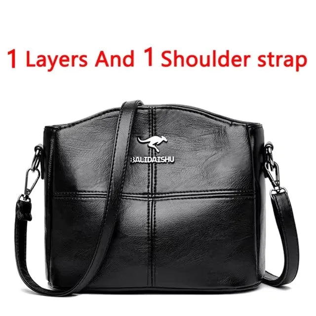 Brand Leather 3 Layers Alligator Crossbody Bag for Women Female Shoulder