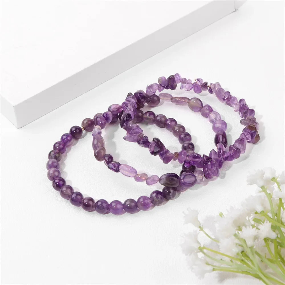 3Pcs/Set Natural Stone Bracelets Tiger Eye Lapis Lazuli Rose Quartzs Bracelet Round Irregular Beads Bracelet for Women Men
